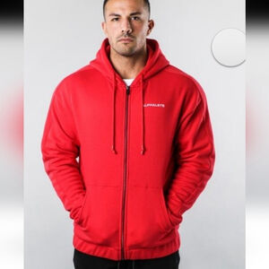 ALPHALETE MEN'S RED HOODED ZIP JACKET MEDIUM